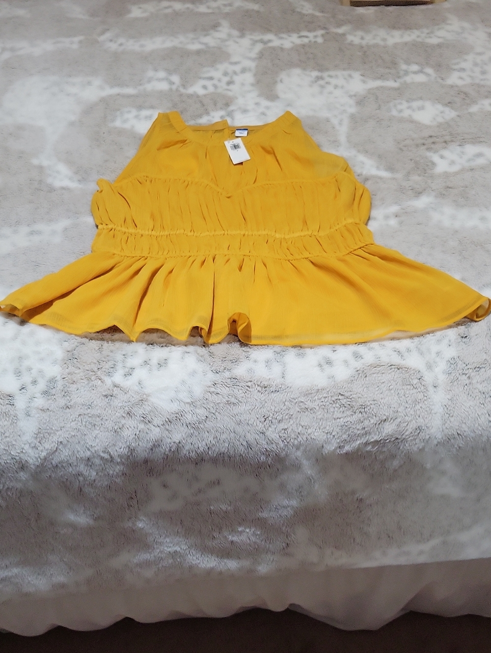 Womens Bright Old Navy Gold Smocked Peplum Top